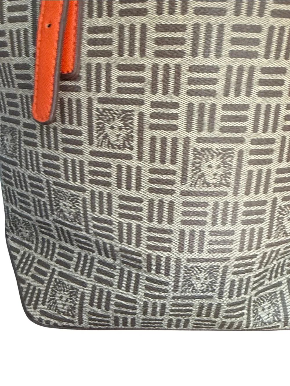 Anne Klein Brown Logo Monogram Tote Bag Orange Trim Shoulder Purse